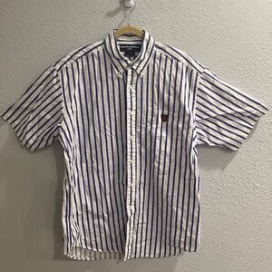 Vintage Polo Ralph Lauren Shirt Mens Large Button Up Blue Stripe Golf Tildan